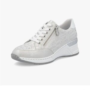 Rieker Women's White and Silver Sneakers
